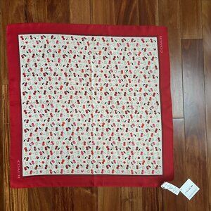 COACH SCULPTED C CHERRIES PRINT SILK BANDANA SCARF:NWT CDG76 CHALK/RED